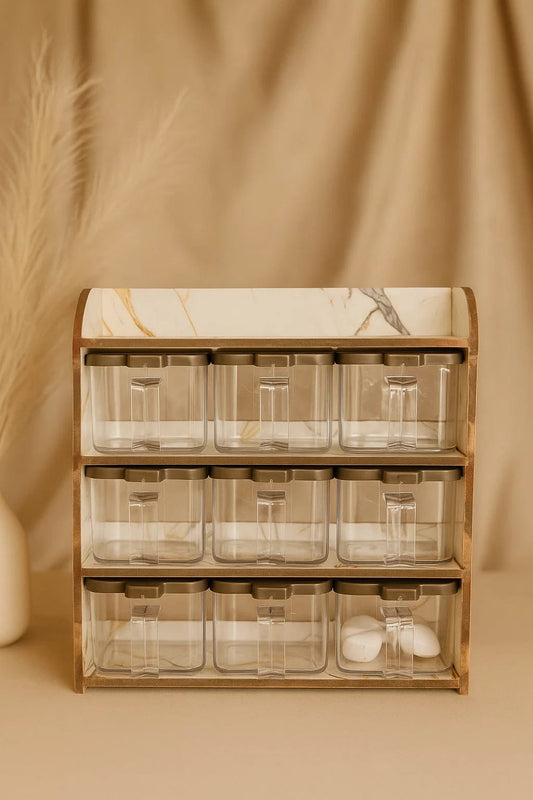 "kitchen Spice Rack  - 9 Jar Spice" (White)